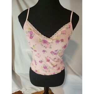 Vtge Target Pink Floral Mesh Cropped Top Tank Size S Small